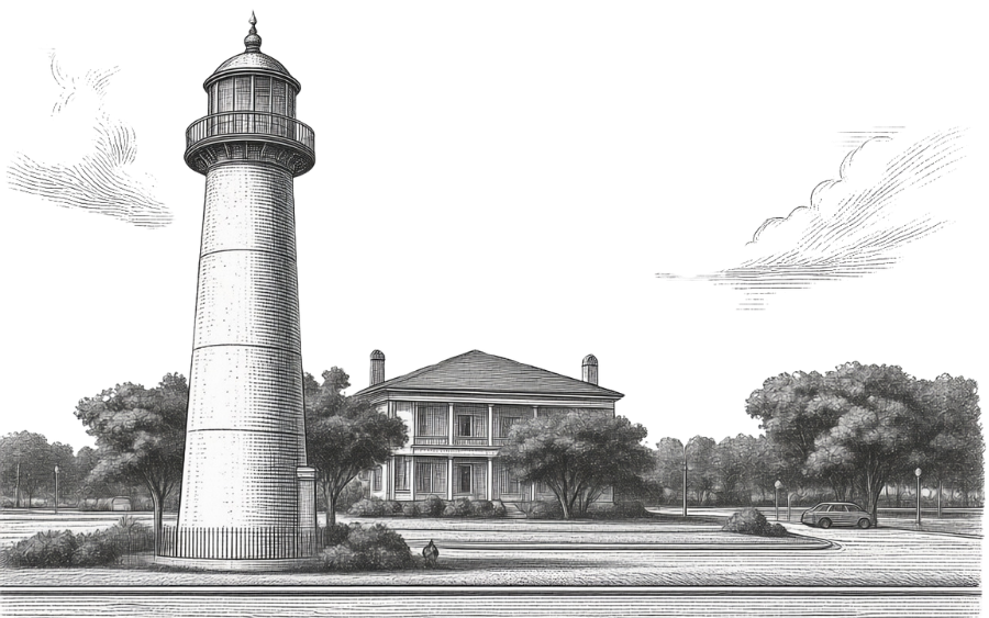 Lighthouse etching in Biloxi